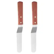 2pcs Painting Knives 6"x1.06" Round Head Curved Palette Scraper with Wood Handle