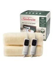 [Sunbeam] Sleep Perfect Wool Fleece Electric Blanket in White