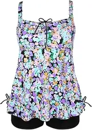[JINXUEER] Plus Size Swimsuit Tankini Set Two Pieces Bathing Suits with Boyshort Bottom Swimwear for Women