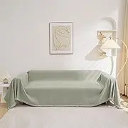 MEETSKY Couch Covers for 3 Cushion Couch Sofa Covers Washable Couch Cover Sectional L Shape Couch Blanket Cover Sofa Slipcovers for Most Shape Sofas Thick Soft Throws Cover, 91" x 150", Sage Green