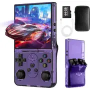 S600 Retro Gaming Console,Handheld Console 4.0 Inch Screen Linux System with 64G TF Card,Support 10+ Simulators,Rechargeable Portable Game Console (Purple)
