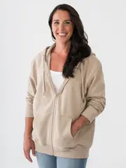 Womens Zip Hoodie With Kangaroo Pockets Taupe