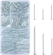 KURUI 700pcs Hardware Nails for Hanging Pictures Assorted Kit, Up to 2"-Long Finish Nails Assortment Kit for Wall Art Decor, 640 Frame Nails and 60 Small Finishing Nails for Drywall Wood - Silver