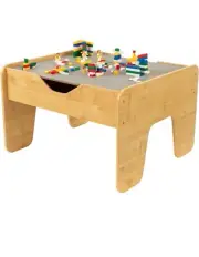 KidKraft Reversible Wooden Activity Table with Board with 195 Building Bricks –