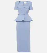 [Roland Mouret] Roland Mouret Peplum silk and wool-blend midi dress AU 6 blue