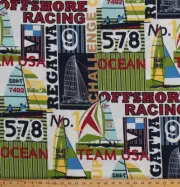 Indoor/Outdoor Sailboats Racing Regatta Nautical Home Decor Fabric BTY D791.09