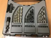 23 Pcs Drill Bit Set Wood Metal Masonry Drivers Combination Set HSS Hole Case