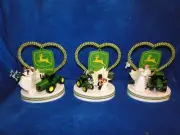 New John Deere Tractor Wedding Couple Cake Topper with Bride & Groom, 3 choices