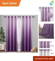 Damask Pattern Thermal Insulated Blackout Curtains - 2 Panels, Royal Purple