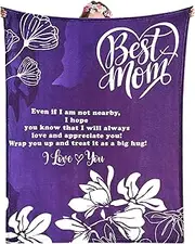 inhand Gifts for Mom from Daughter Son, Mom Birthday, Christmas,Anniversary,Happy Birthday Present Expresses :I Love You,Soft Flannel Throw Blanket for Bed Couch Sofa(50 x 60 in)