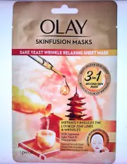 Olay Skinfusion Japanese Sake Yeast Wrinkle Relaxing Biocellulose Sheet Mask.