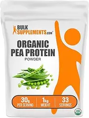 BulkSupplements.com Organic Pea Protein Isolate Powder - Unflavored, No Sugar Added, Plant Based Protein Powder - Vegetarian & Vegan, 21g of Protein - 30g per Serving (5 Kilograms - 11 lbs)