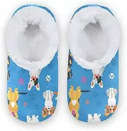[Caihoyu] Slipper for Kids Girls Boys Fuzzy Fleece Anti-Slip Rubber Sole Lightweight House Slipper Socks Home Indoor