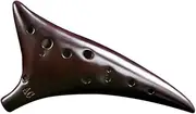 12 Holes Warped-Tail Ceramic Alto C Hand Painted Musical Instrument with Lanyard Music Score Protective Bag for Music r and Learner Brown