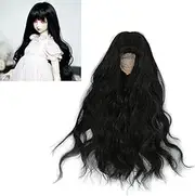 SustVita Curly Soft Touch Doll Wig Ball Jointed Heat Trimmable Wig for 1/6 Dolls with Bangs (Black)