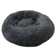 Pet Dog Cat Calming Bed Warm Soft Plush Round Nest Comfy Sleeping Kennel Cave - Grey 100cm