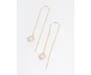 Gold Fan Heart Pendant Threader Earrings