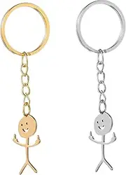 [BESTYASH] Keychain Cool Design Key Pendant for Women Men Fun Keyring Doodle Keychains Bag Charms Key Ring Accessory 2 Pack