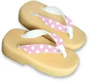 Hajime(一歩) [One Step] [Hajime] Geta Geta Clogs, Soft and Water Resistant, Made of Sponge, XS Beige/Dot x Pink, Dot x Pink (Dot x Pink/XS), Dot × Pink, 18.5 cm