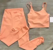 Wilo active 2 piece crop top and ribbed leggings set small