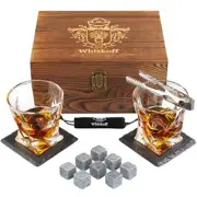 Whiskey Glass Set of 2 - Bourbon Whiskey Stones Gift Set - Rocks Whisky Chilling
