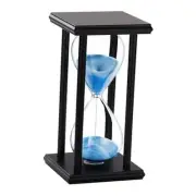 Wood Hourglass 60 Minute, Black Wooden Stand Sand Timer Clock, Blue Sand