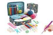 58Pcs Crochet Kit Yarn and Knitting Accessories Set with Storage Bag for Beginners-Flower
