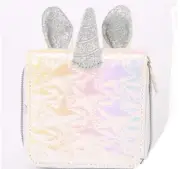 Claire’s Iridescent Quilted Unicorn Mini Zip Wallet in White New with Tags