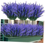 Artificial Outdoor Lavender Flowers 12 Bundles No Fade UV Resistant Fake Purple