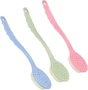 Beavorty Shower Back Brush Long Handle 3 Pack Soft Bristles Body Cleaning Brush for Both Women and Men Random Color