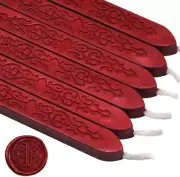 6PCS Blood Red Sealing Wax Sticks with Wick, Suitable for Envelope, Invitation,