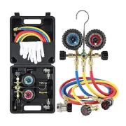 Lichamp AC Gauges R134A R22 R12 R502 A/C Diagnostic Manifold Gauge Set with 5FT