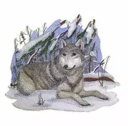 Winter Wolf Embroidered Iron on/Sew patch [7" X 8"]
