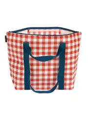 Project Ten Red Checkerboard Zip Medium Tote