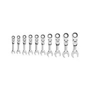 GEARWRENCH 10 Pc. 72-Tooth 12 Point Stubby Flex Head Ratcheting Combination Metric Wrench Set