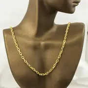 SOLID 8K Yellow Gold Thick Oval Forse Pendant Necklace Chain 21 Inch