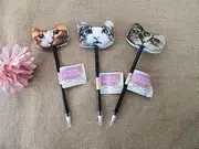 12Pcs Funny Cat Head Topper Blue Ink Ball Point Pens School