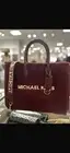 Michael Kors Mirella MD Tote Crossbody Bag Shearling Oxblood