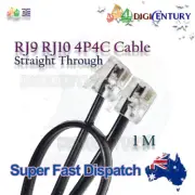 4P4C RJ9 RJ10 RJ22 Straight Through Telephone Handset Flat Cord Cable 1m Black