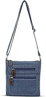 [COMPUKAS] Casual Denim Crossbody Bag with Zippered Storage Retro Solid Color Square Shoulder Bag for Women for Leisure Travel Stylish present Option for Friends