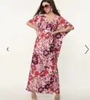 Unique Vintage NWT Pink & Purple Floral Burton Caftan Dress - One SIze
