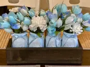 Rustic Farmhouse Mason Jar Table Centerpiece Tulips