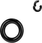 [BodyAce] Black Hinged Segment Clicker PA Rings, 2G 4G 6G 8G 10G 12G Large Spring Action BCR Rings, Surgical Steel Septum Nose Rings Ear Gauges Earrings Hoops