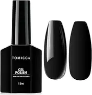 TOMICCA Gel Nail Polish Black,15ml Professional UV LED Gel Polish for Manicure Nail DIY Salon