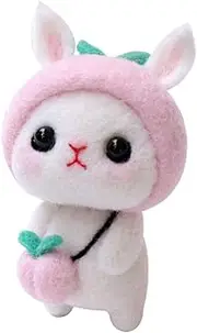 DIY Felting Wool Rabbit Doll Kit with Handmade Craft Material Package Tools, Improve Hands on Ability (Bunny Peach)