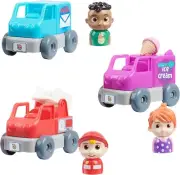 Cocomelon Build A Vehicle Playset 3 Vehicle Set Mail Ice Cream &Fire NIB