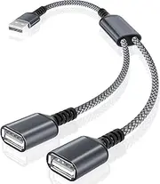 Basesailor USB Splitter 2 Port 0.3M, Y Cable, Male to Double Female Extension Cord Adapter, 1 in 2 Out Dual Extender Hub, Data Power Charger Split Converter for Car, Xbox One, PS4, PS5, Laptop
