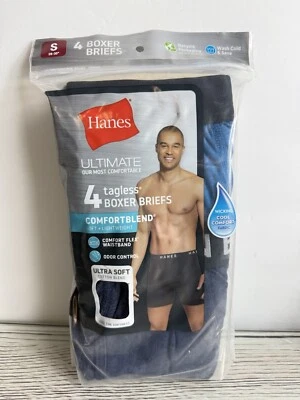 Hanes Ultimate Men's Underwear 4-Pack ComfortBlend Boxer Briefs S 28-30