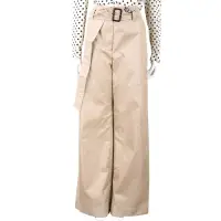 在飛比找Yahoo奇摩購物中心優惠-Max Mara-WEEKEND 淺棕色附腰帶高腰直筒寬褲