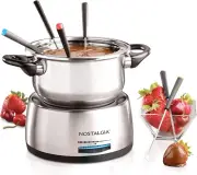 6-Cup Electric Fondue Pot Set for Cheese & Chocolate - 6 Color-Coded Forks, Temp